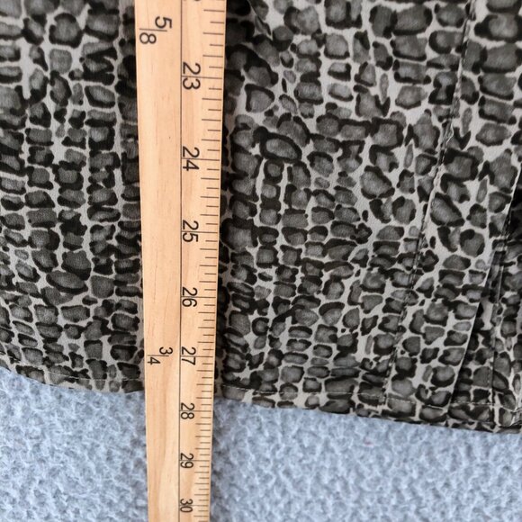 Ann Taylor Top Womens 12 Brown Croc Print Button Up Long Sleeve Pockets Blouse - Picture 8 of 9